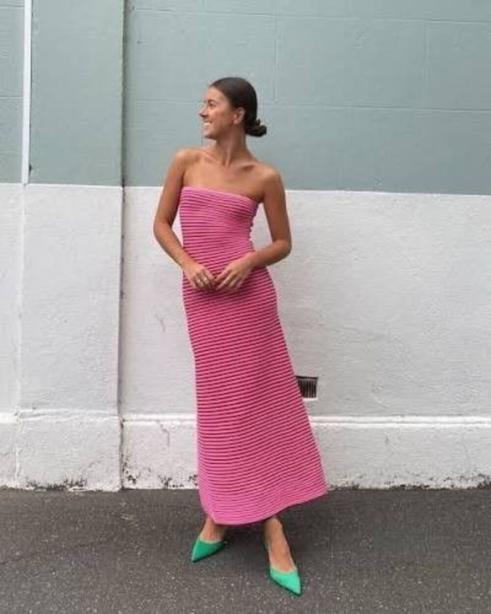 The Wolf Gang womens Candy Pink Sunmor Strapless Knit Tube Maxi Dress size Small